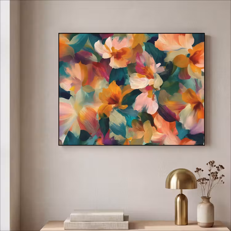 Art Frame - Harmonieus - Abstracte bloemen - Warme tinten — 3