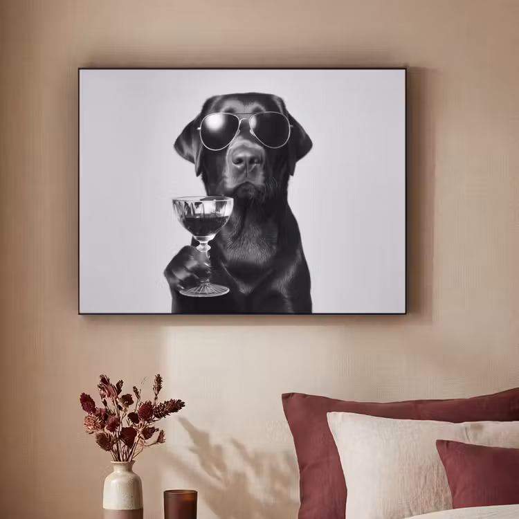 Art Frame - Hond - Zwart - Wijnglas - Zonnebril — 2