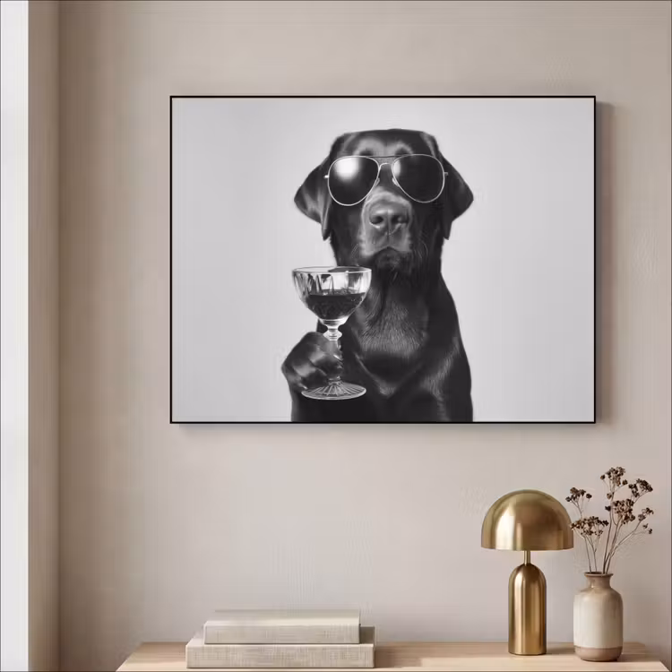 Art Frame - Hond - Zwart - Wijnglas - Zonnebril — 3