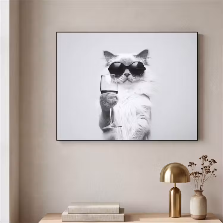 Art Frame - Kat - Zonnebril - Wijnglas - Langharig — 3