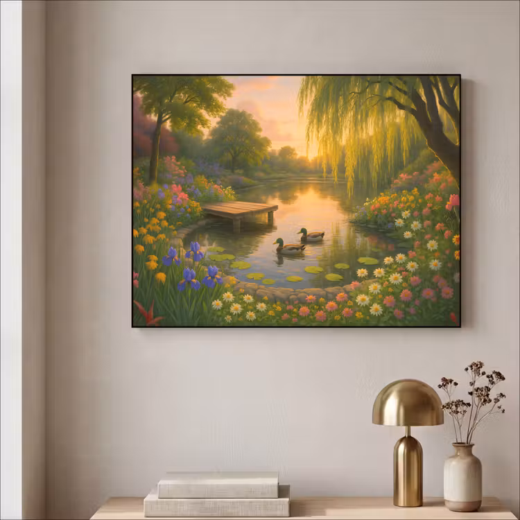 Art Frame - Eenden - Vijver - Bloemen — 3