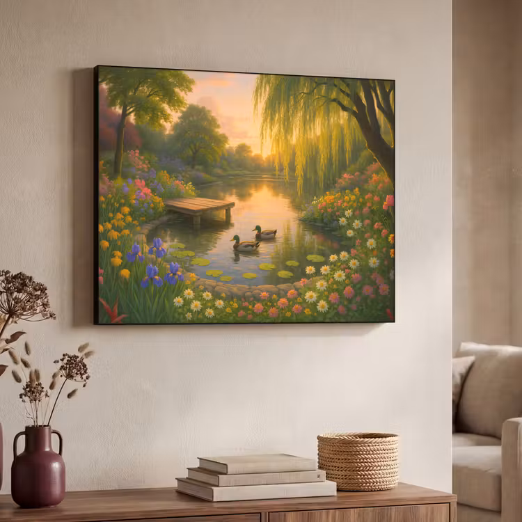 Art Frame - Eenden - Vijver - Bloemen — 4