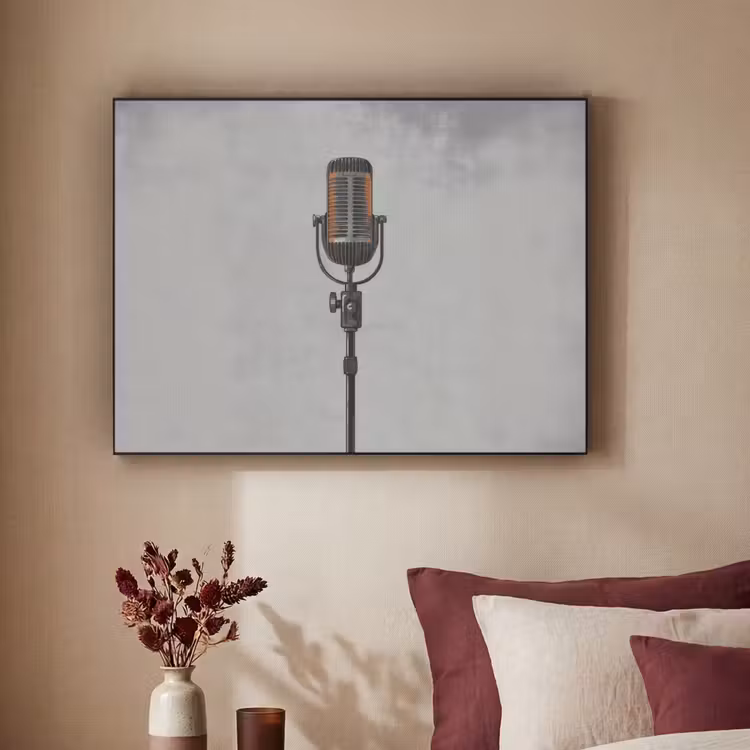 Art Frame - Microfoon - Vintage - Illustratie - Grijs — 2