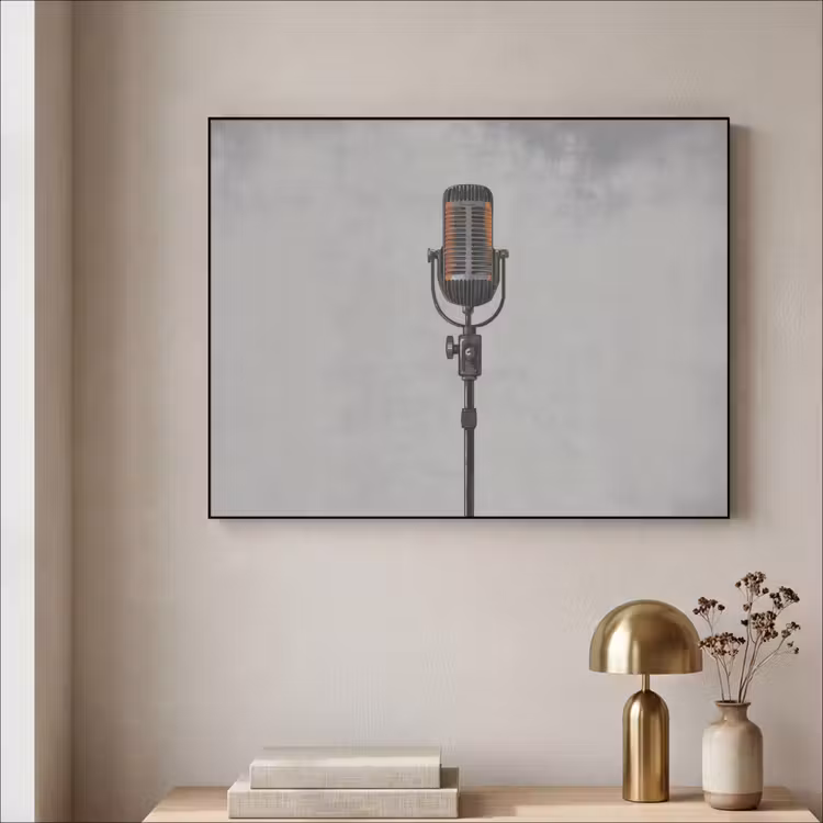 Art Frame - Microfoon - Vintage - Illustratie - Grijs — 3
