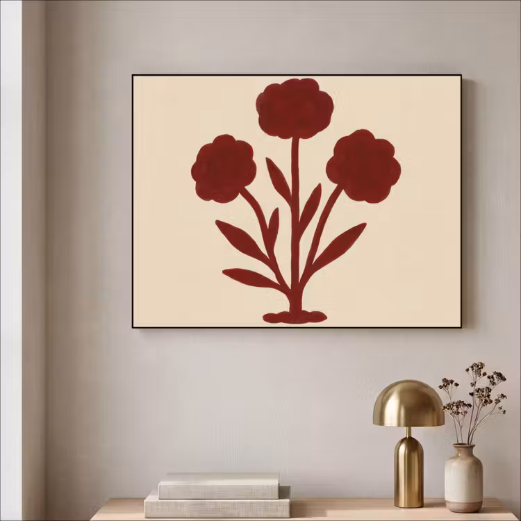 Art Frame - Bloemen - Bladeren - Rood - Minimalistisch — 3