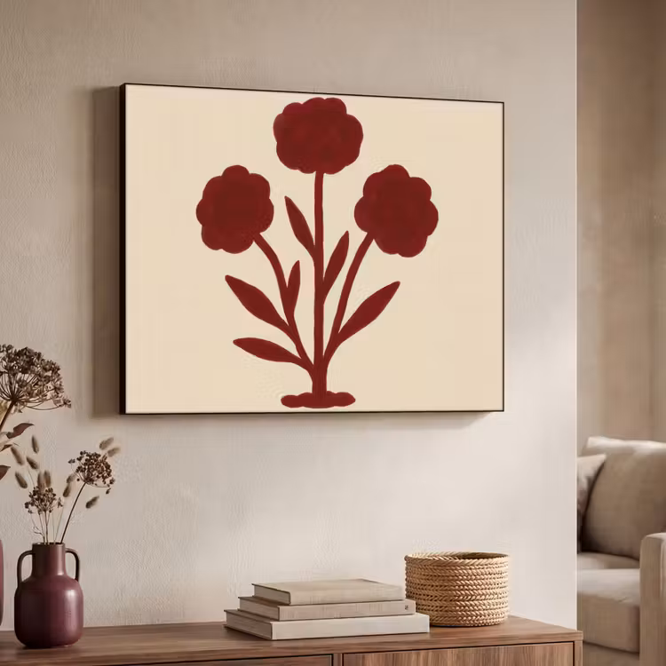Art Frame - Bloemen - Bladeren - Rood - Minimalistisch — 4