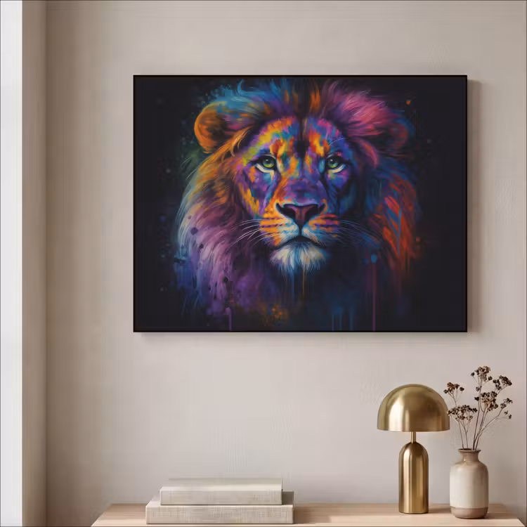 Art Frame - Leeuwenkop - Felgekleurd - Abstract — 3