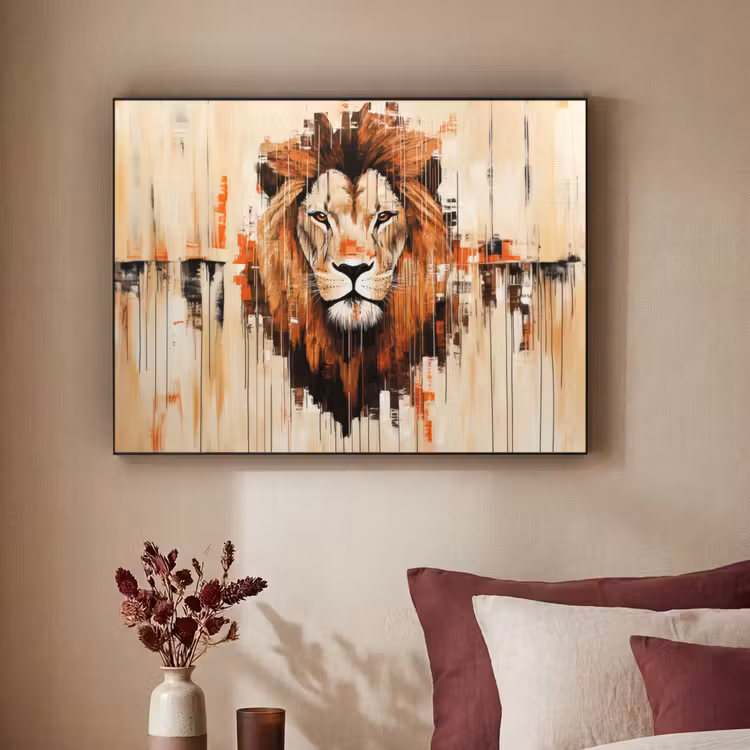 Art Frame - Leeuwenkop - Lijnen - Crème — 2