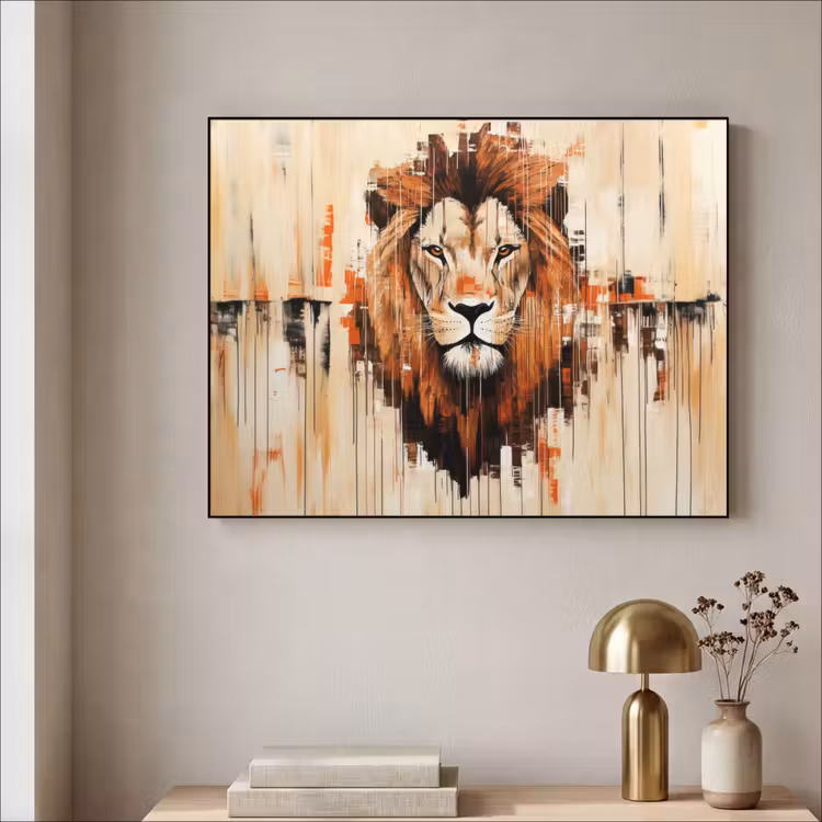 Art Frame - Leeuwenkop - Lijnen - Crème — 3