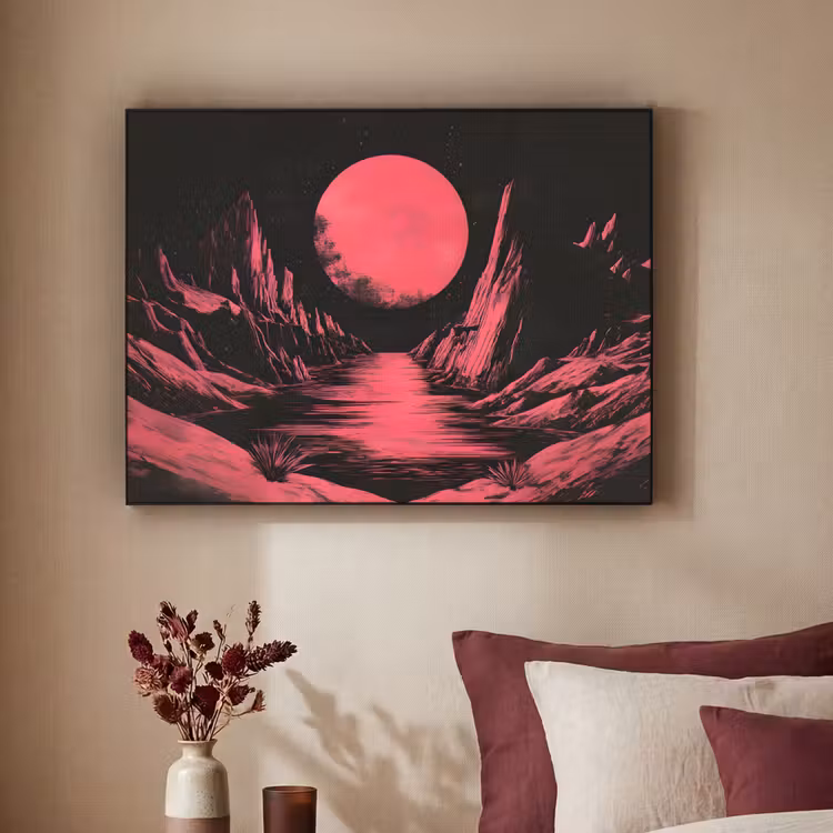 Art Frame - Maan - Felroze - Bergen - Rivier — 2