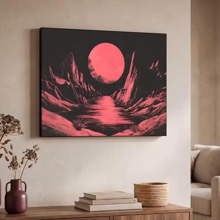Art Frame - Maan - Felroze - Bergen - Rivier — 4