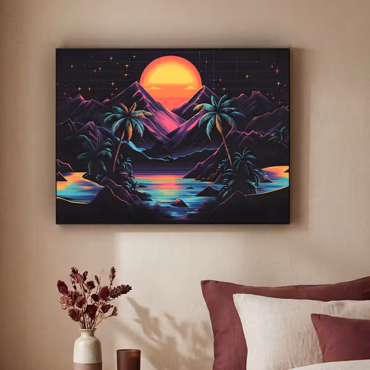 Art Frame - Palmbomen - Neonbergen - Sterrenhemel - Zon — 2