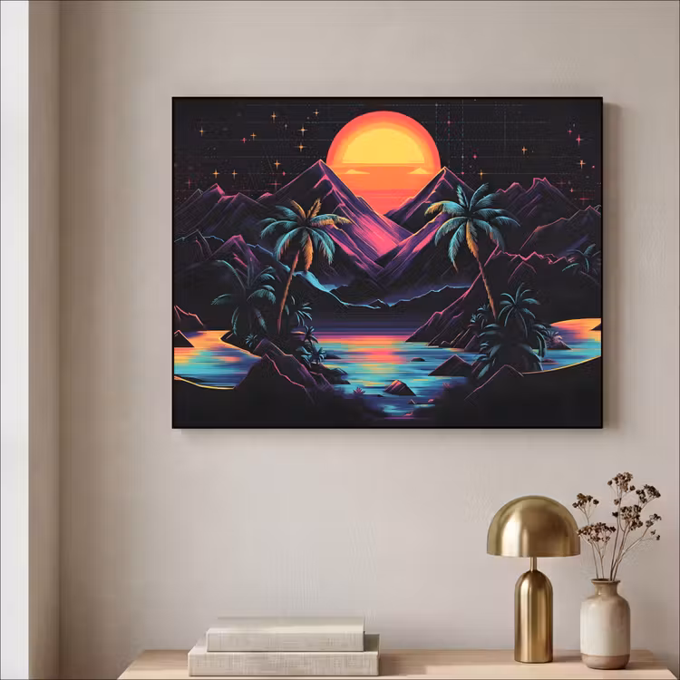 Art Frame - Palmbomen - Neonbergen - Sterrenhemel - Zon — 3