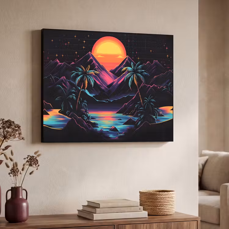 Art Frame - Palmbomen - Neonbergen - Sterrenhemel - Zon — 4