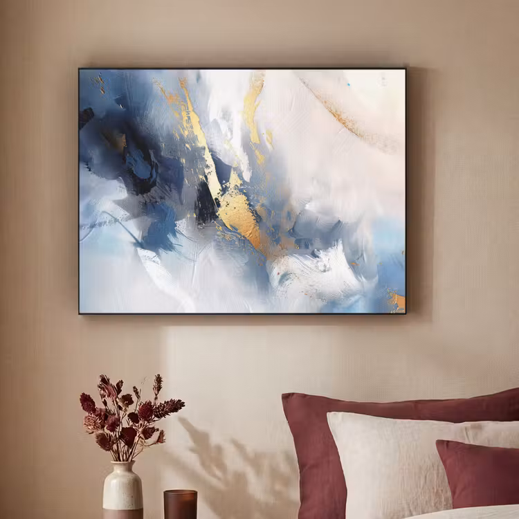 Art Frame - Blauw - Modern - Marmer - Abstract - Goud — 2