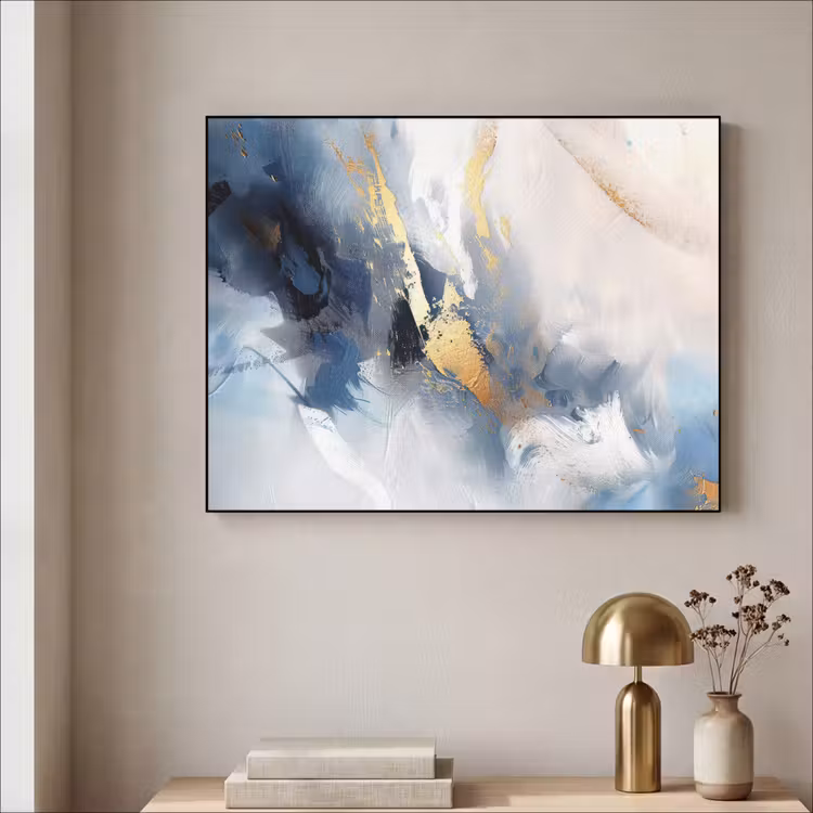 Art Frame - Blauw - Modern - Marmer - Abstract - Goud — 3