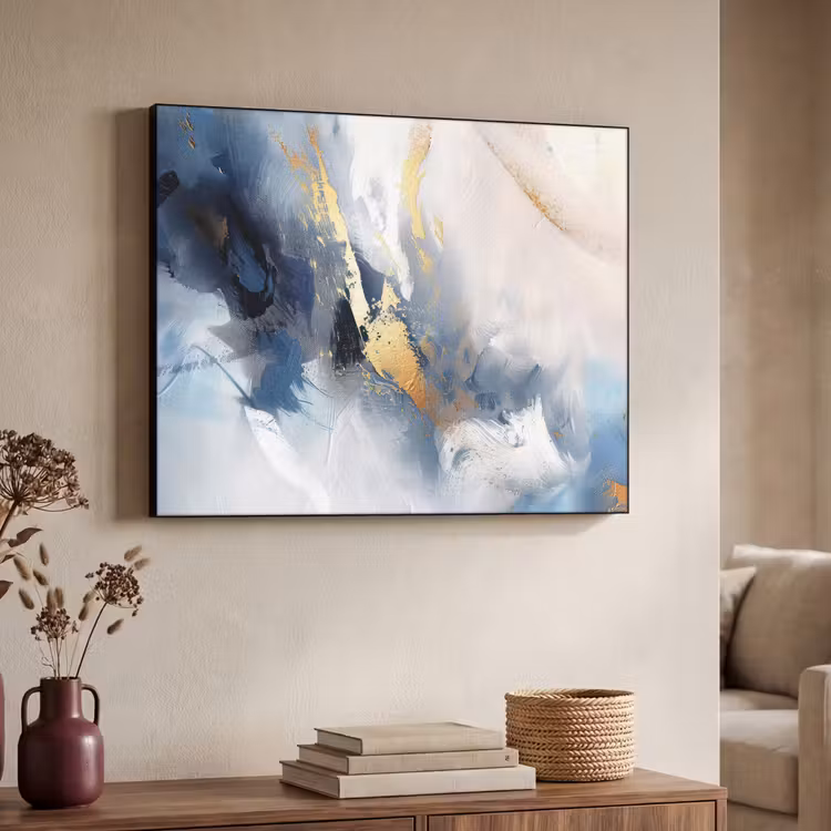 Art Frame - Blauw - Modern - Marmer - Abstract - Goud — 4