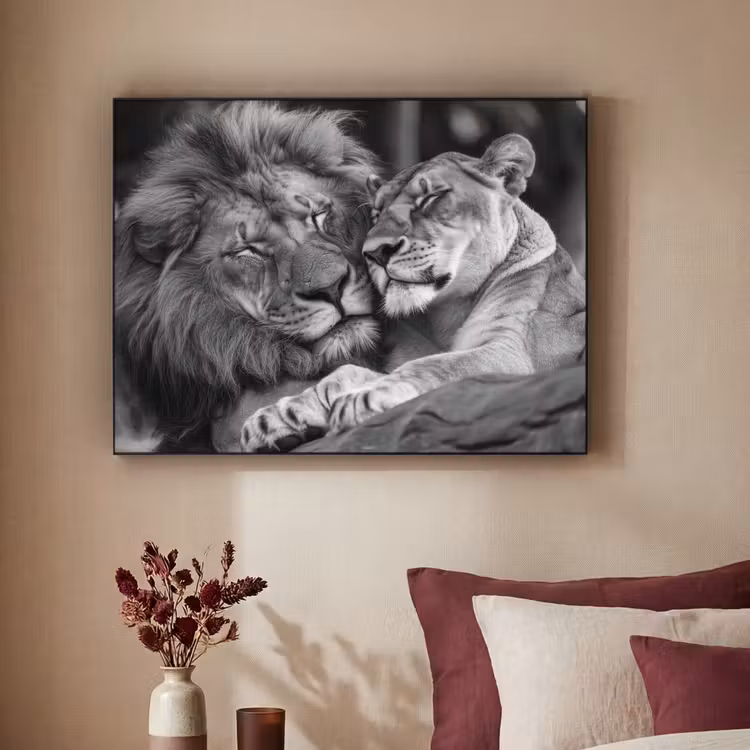 Art Frame - Leeuwen - Dieren - Zwart - Wit - Leeuw — 2