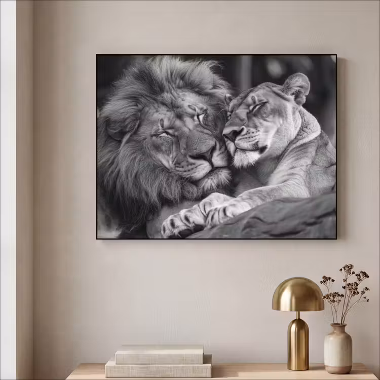 Art Frame - Leeuwen - Dieren - Zwart - Wit - Leeuw — 3