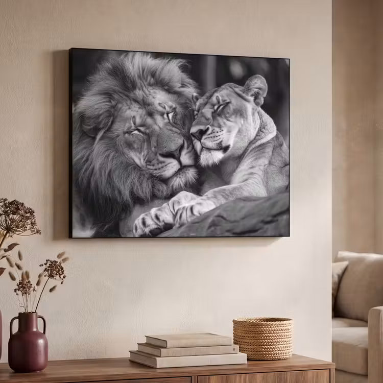 Art Frame - Leeuwen - Dieren - Zwart - Wit - Leeuw — 4