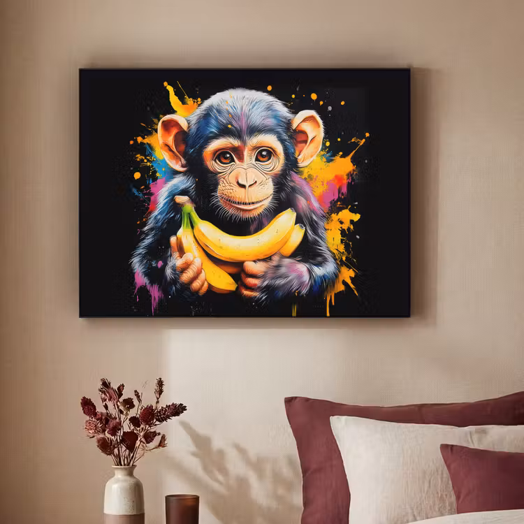 Art Frame - Aap - Graffiti - Kleurrijk - Bananen - Modern — 2