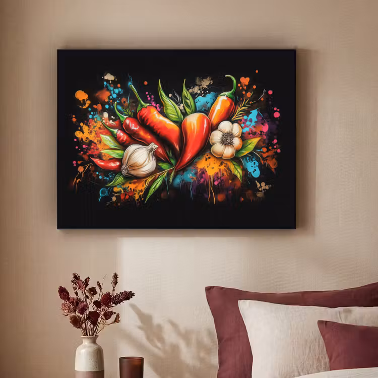Art Frame - Groente - Peper - Knoflook - Graffiti - Verf - Kleurrijk — 2