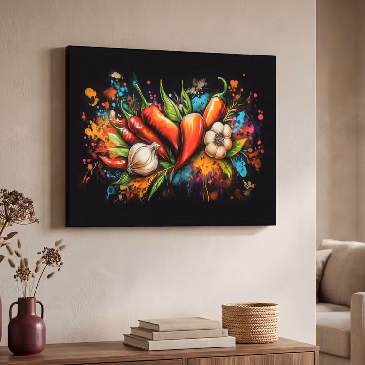 Art Frame - Groente - Peper - Knoflook - Graffiti - Verf - Kleurrijk — 4