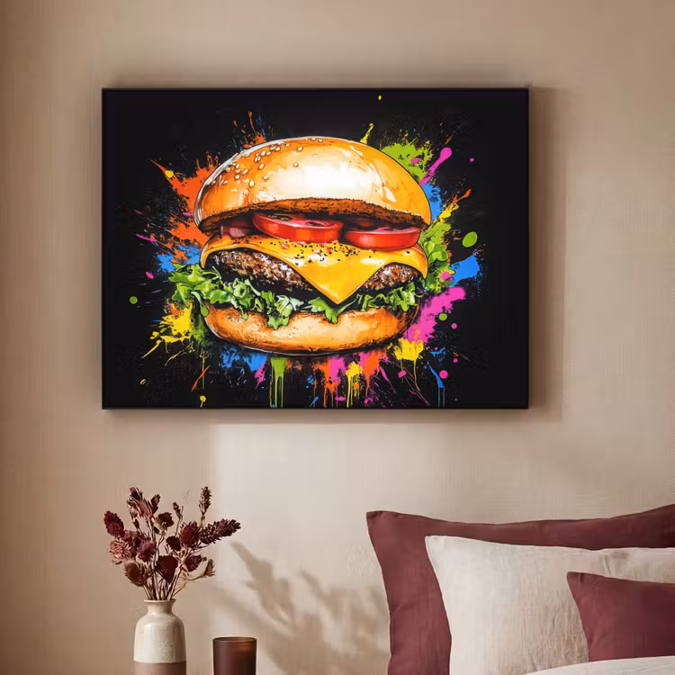 Art Frame - Hamburger - Graffiti - Verf - Kleurrijk - Eten - Abstract — 2