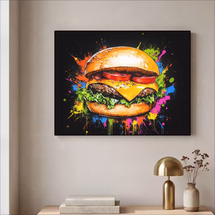 Art Frame - Hamburger - Graffiti - Verf - Kleurrijk - Eten - Abstract — 3