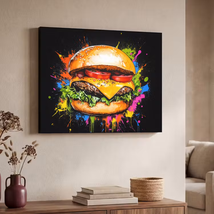 Art Frame - Hamburger - Graffiti - Verf - Kleurrijk - Eten - Abstract — 4