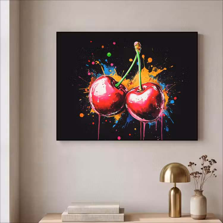 Art Frame - Kersen - Fruit - Graffiti - Verf - Abstract - Modern - Kleurrijk — 3