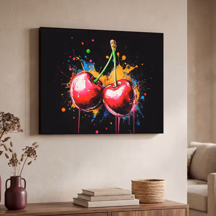 Art Frame - Kersen - Fruit - Graffiti - Verf - Abstract - Modern - Kleurrijk — 4