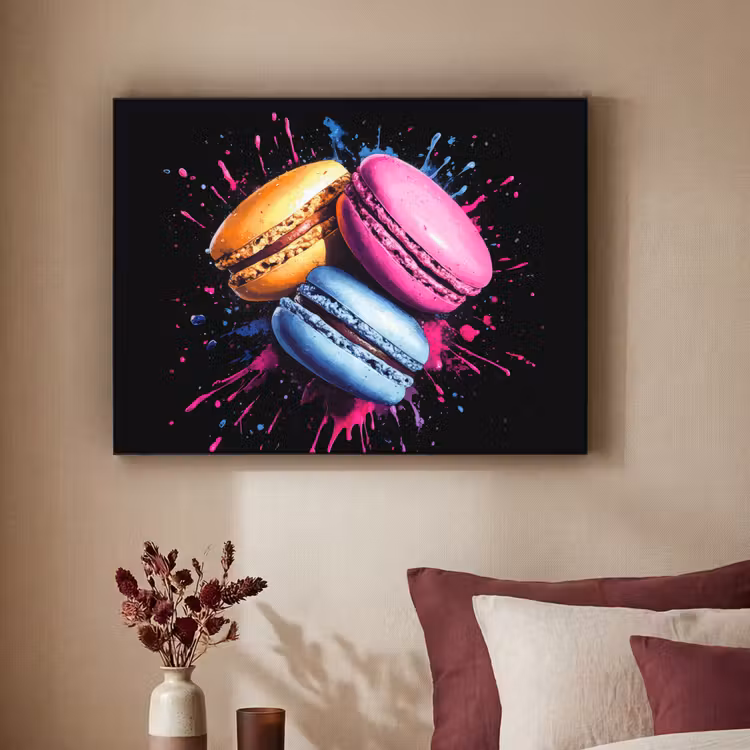 Art Frame - Macarons - Dessert - Graffiti - Kleurrijk - Roze - Blauw - Geel — 2