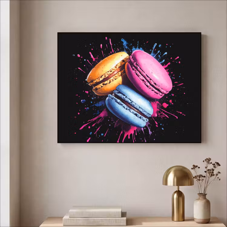 Art Frame - Macarons - Dessert - Graffiti - Kleurrijk - Roze - Blauw - Geel — 3