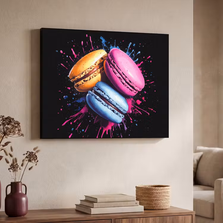 Art Frame - Macarons - Dessert - Graffiti - Kleurrijk - Roze - Blauw - Geel — 4