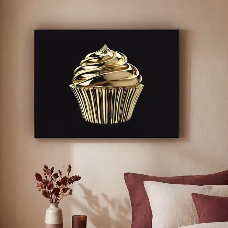 Art Frame - Cupcake - Eten - Goud - Zwart — 2