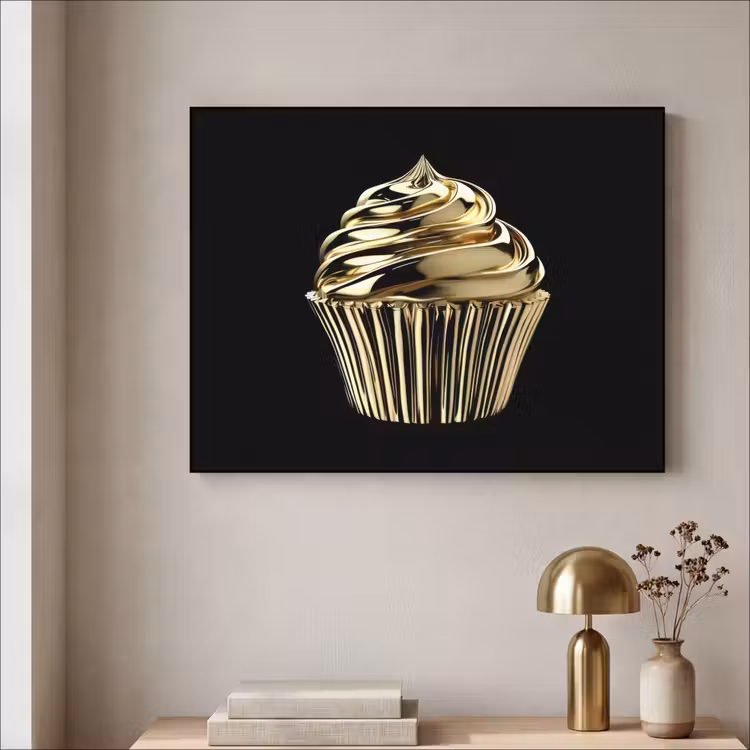 Art Frame - Cupcake - Eten - Goud - Zwart — 3