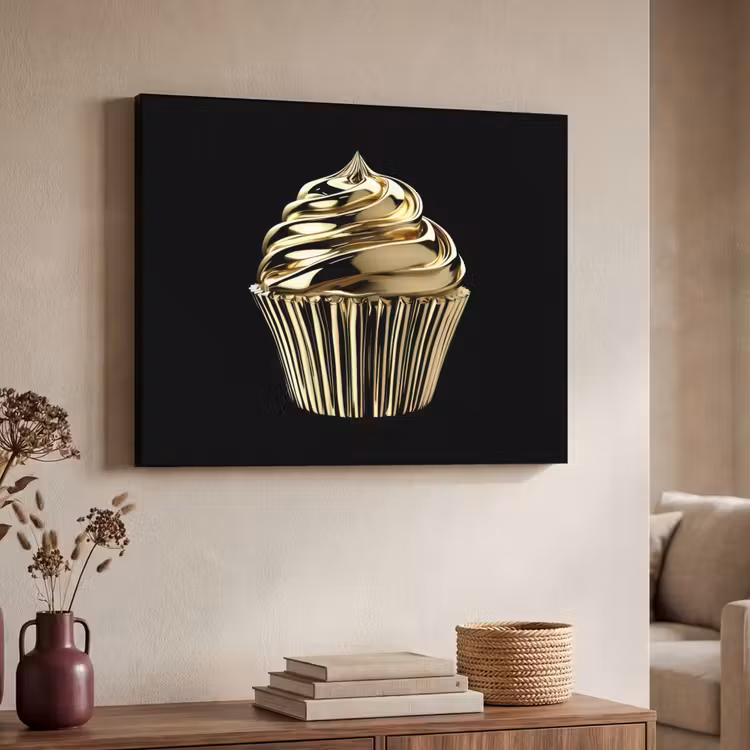 Art Frame - Cupcake - Eten - Goud - Zwart — 4