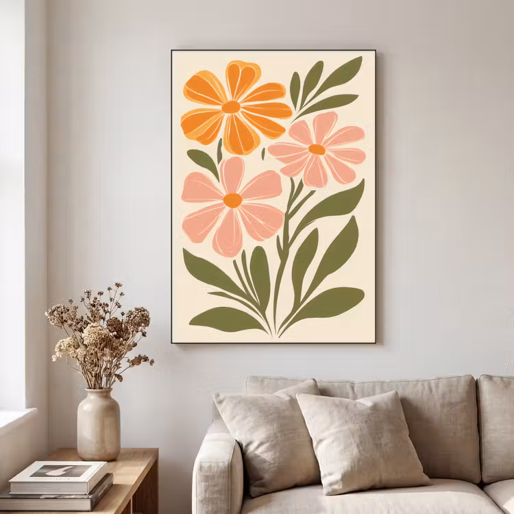 Art Frame - Minimalistisch - Bloemen - Bladeren - Roze — 2