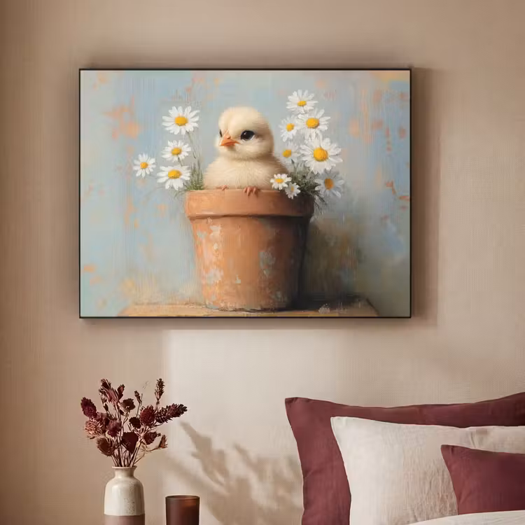 Art Frame - Bloempot - Kuiken - Bloemetjes — 2
