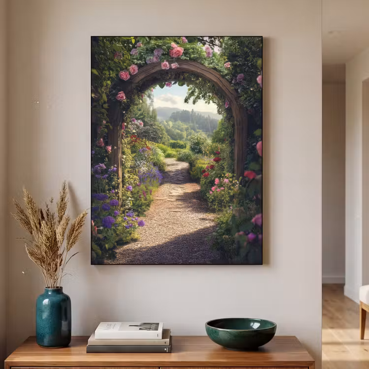 Art Frame - Doorkijk - Landschap - Bloemen - Rozenboog - Natuur — 2