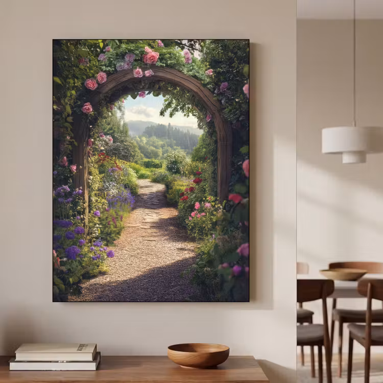 Art Frame - Doorkijk - Landschap - Bloemen - Rozenboog - Natuur — 4