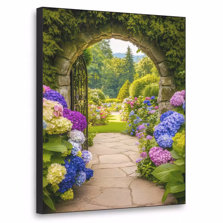 Art Frame - Doorkijk - Poort - Hortensia - Bloementuin — 1