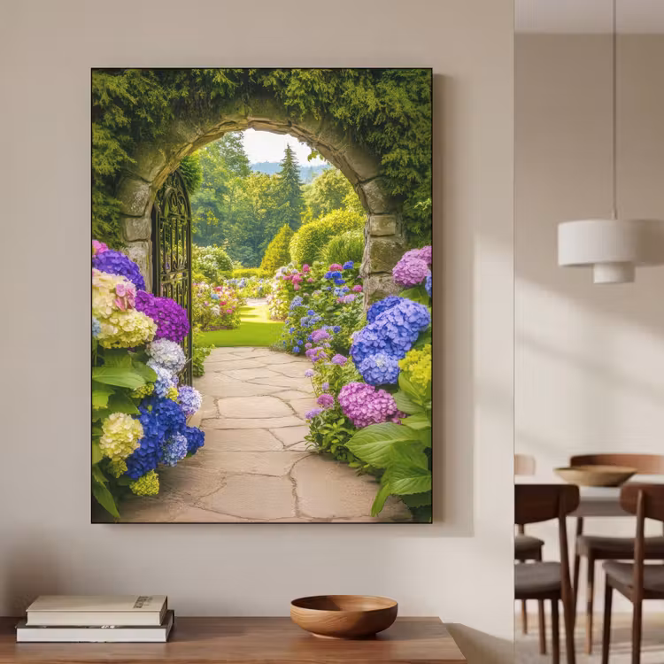 Art Frame - Doorkijk - Poort - Hortensia - Bloementuin — 5