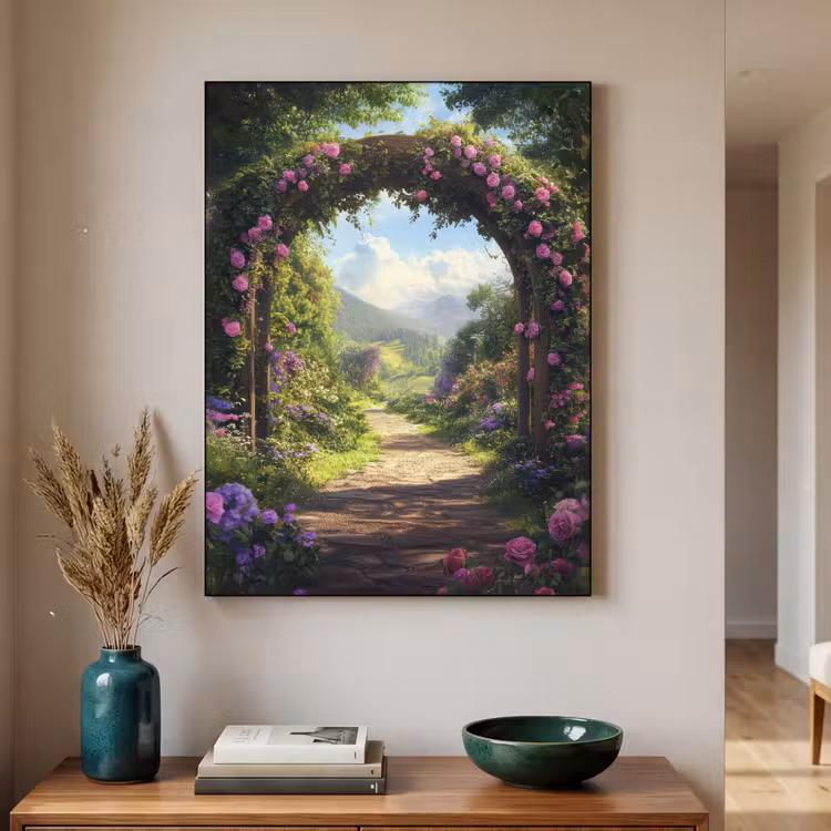 Art Frame - Doorkijk - Rozenboog - Uitzicht - Landschap - Bloemen — 3