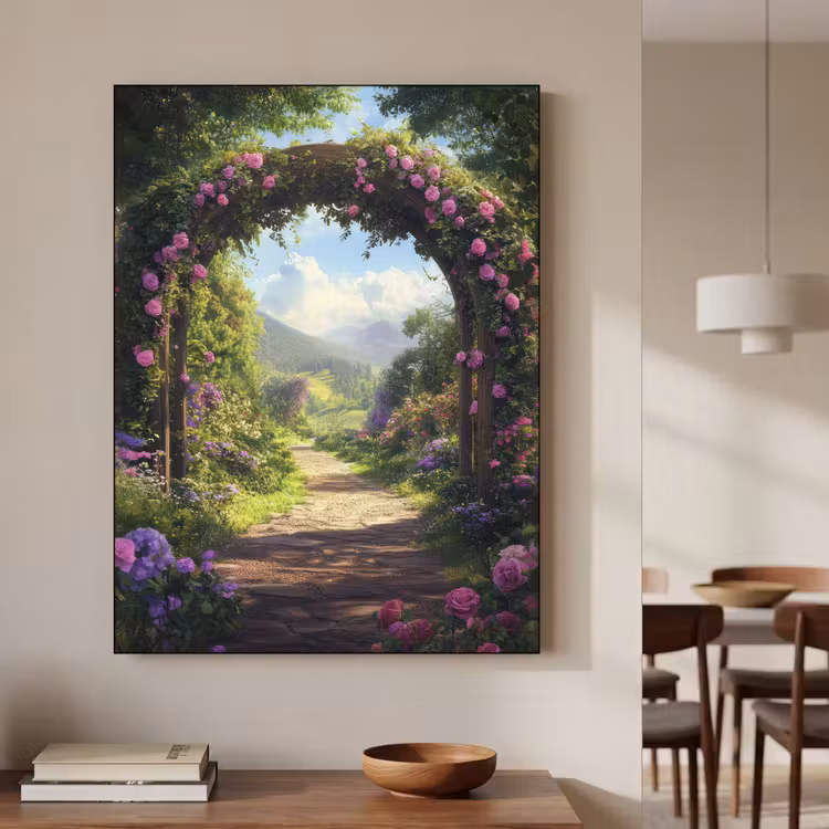 Art Frame - Doorkijk - Rozenboog - Uitzicht - Landschap - Bloemen — 5