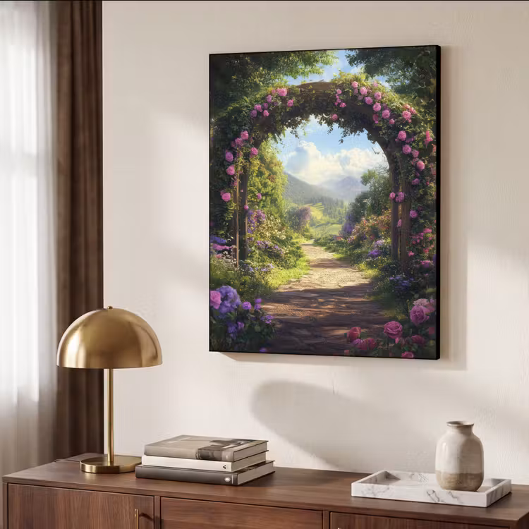 Art Frame - Doorkijk - Rozenboog - Uitzicht - Landschap - Bloemen — 7