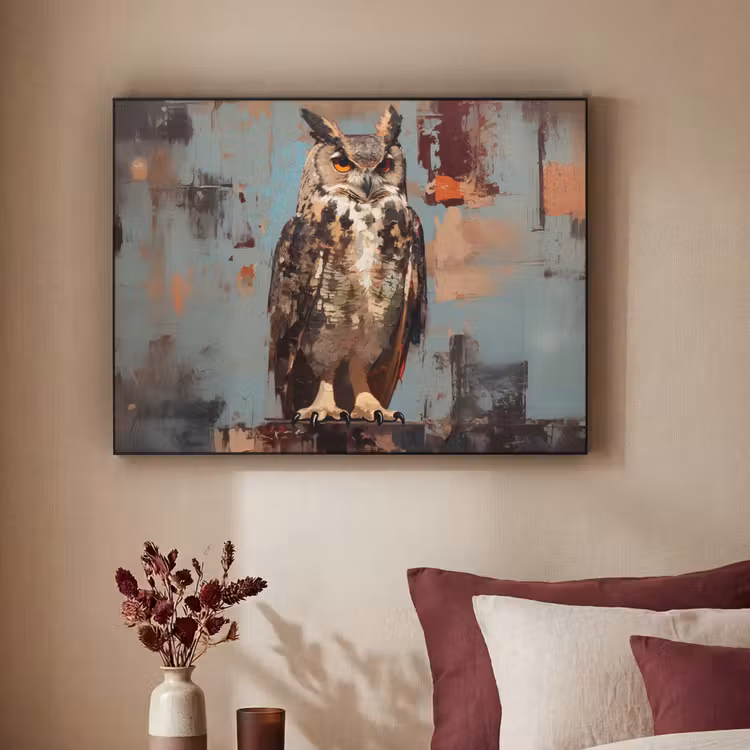 Art Frame - Geschilderd - Abstract - Uil - Bruin — 2