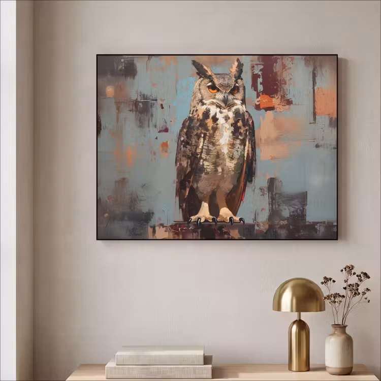 Art Frame - Geschilderd - Abstract - Uil - Bruin — 3