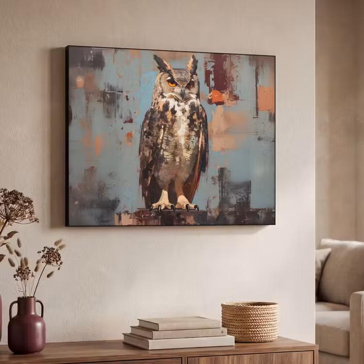 Art Frame - Geschilderd - Abstract - Uil - Bruin — 4